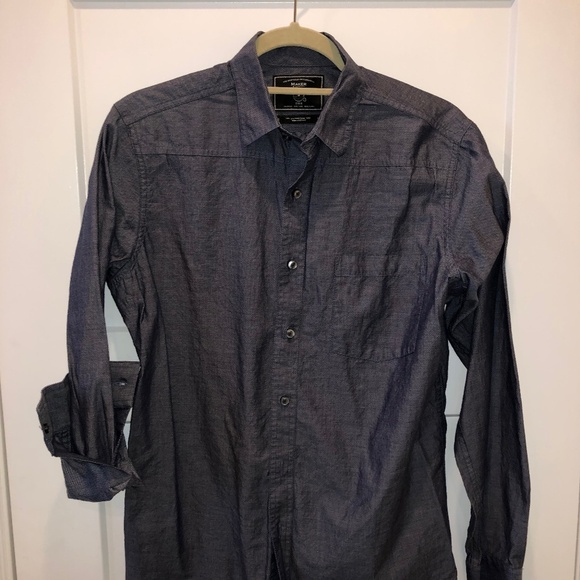Maker & Company Navy Blue Textured Button Down - Picture 1 of 3